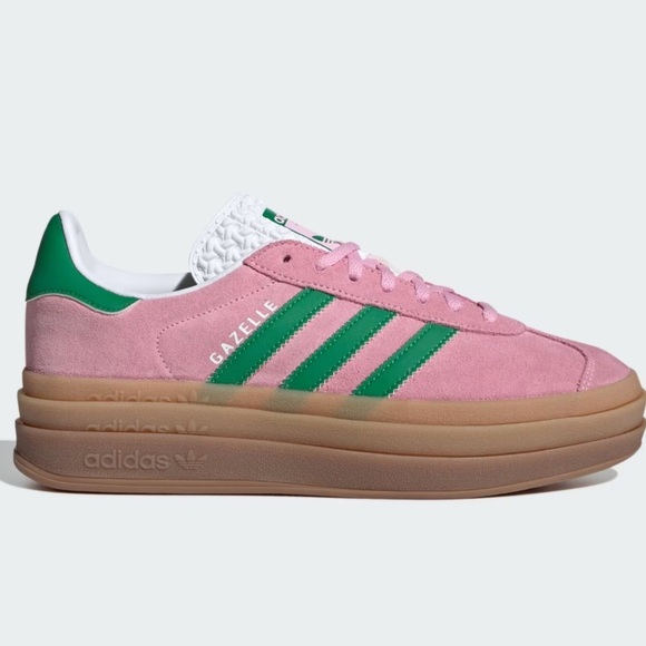 Adidas GAZELLE BOLD SHOES in True Pink/Green/Cloud White 9.5 NWT